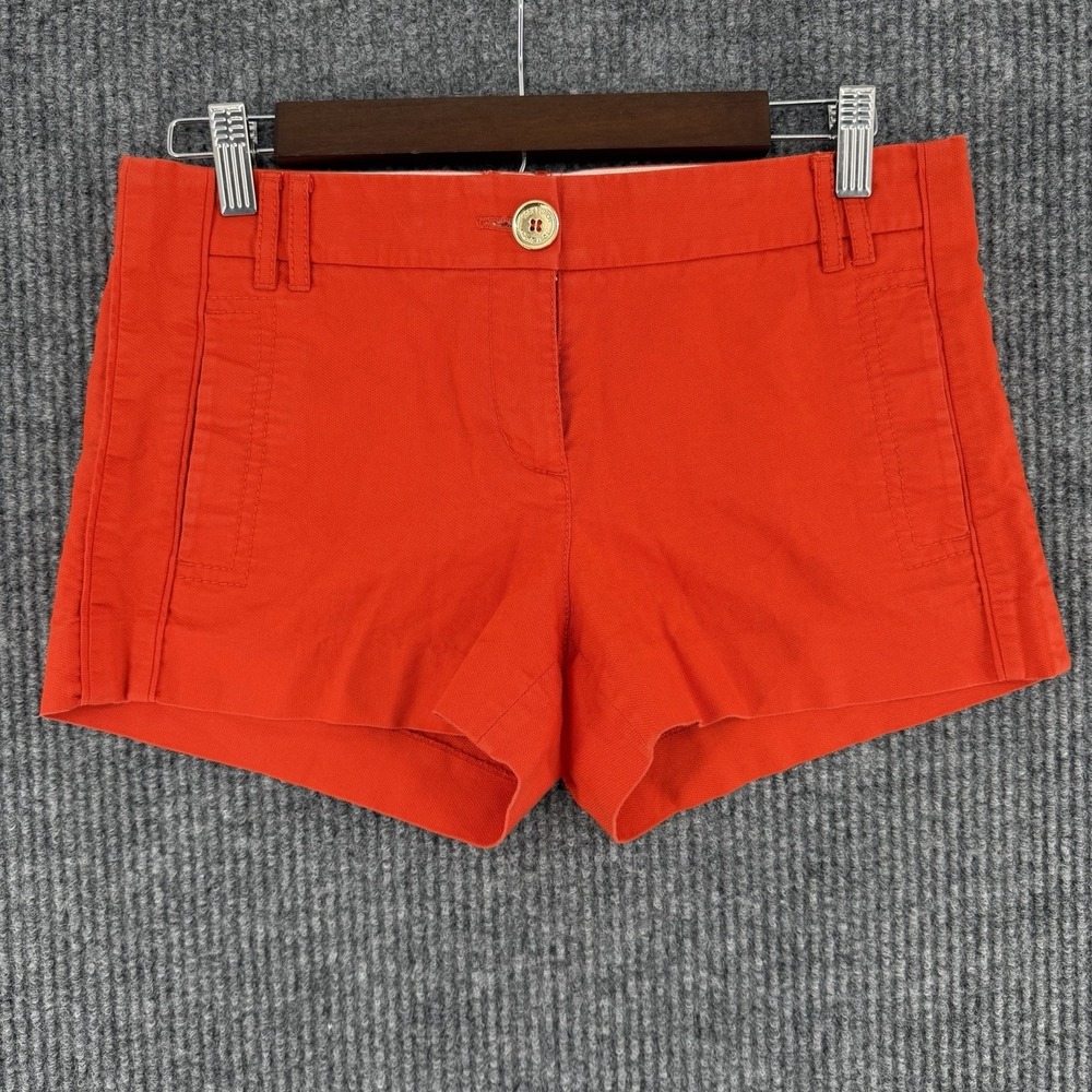 Tory Burch Womens Red Orange Shorts Size 4 Low Rise Mini Summer